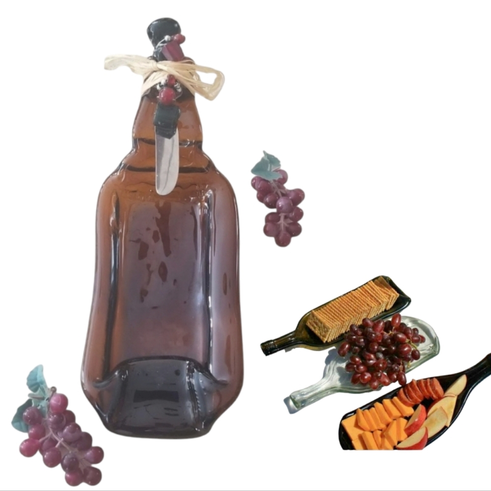 Melted Glass Cheese Appetizer Tray & Spreader Knife